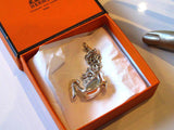 Hermes Sterling Silver Pelican Bag Charm Key Ring - poupishop