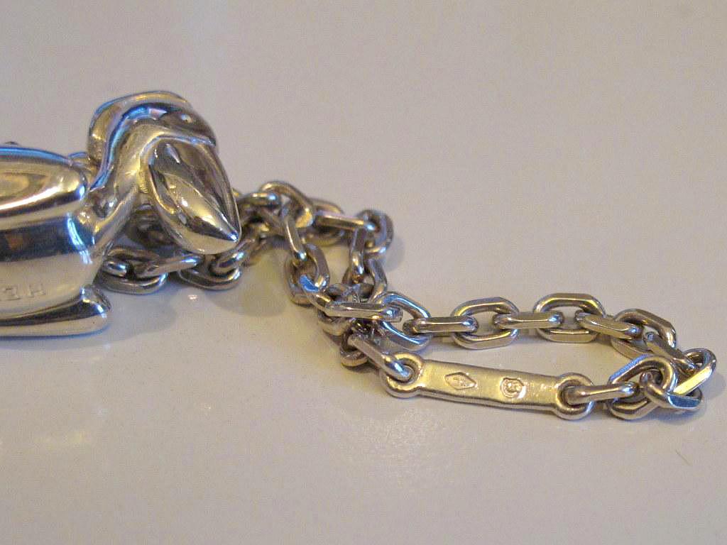 Hermes Sterling Silver Pelican Bag Charm Key Ring - poupishop