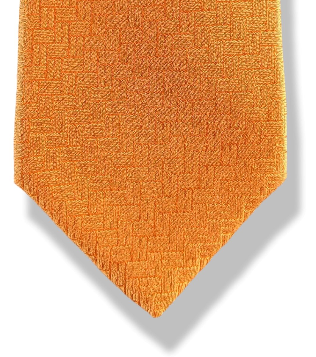 Hermes [T1] Orange Pumpkin NEW FACONNEE Jacquard Twill Silk Tie 8 cm, BNWT! - poupishop