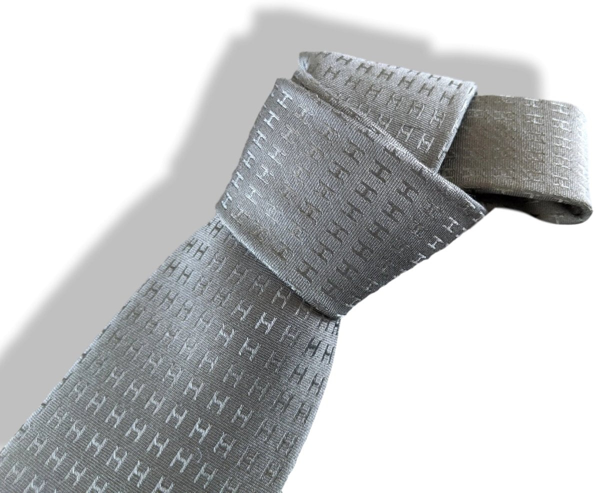 Hermes [T11] Cactus FACONNEE H Jacquard Twill Silk Tie 9 cm, BNWT! - poupishop