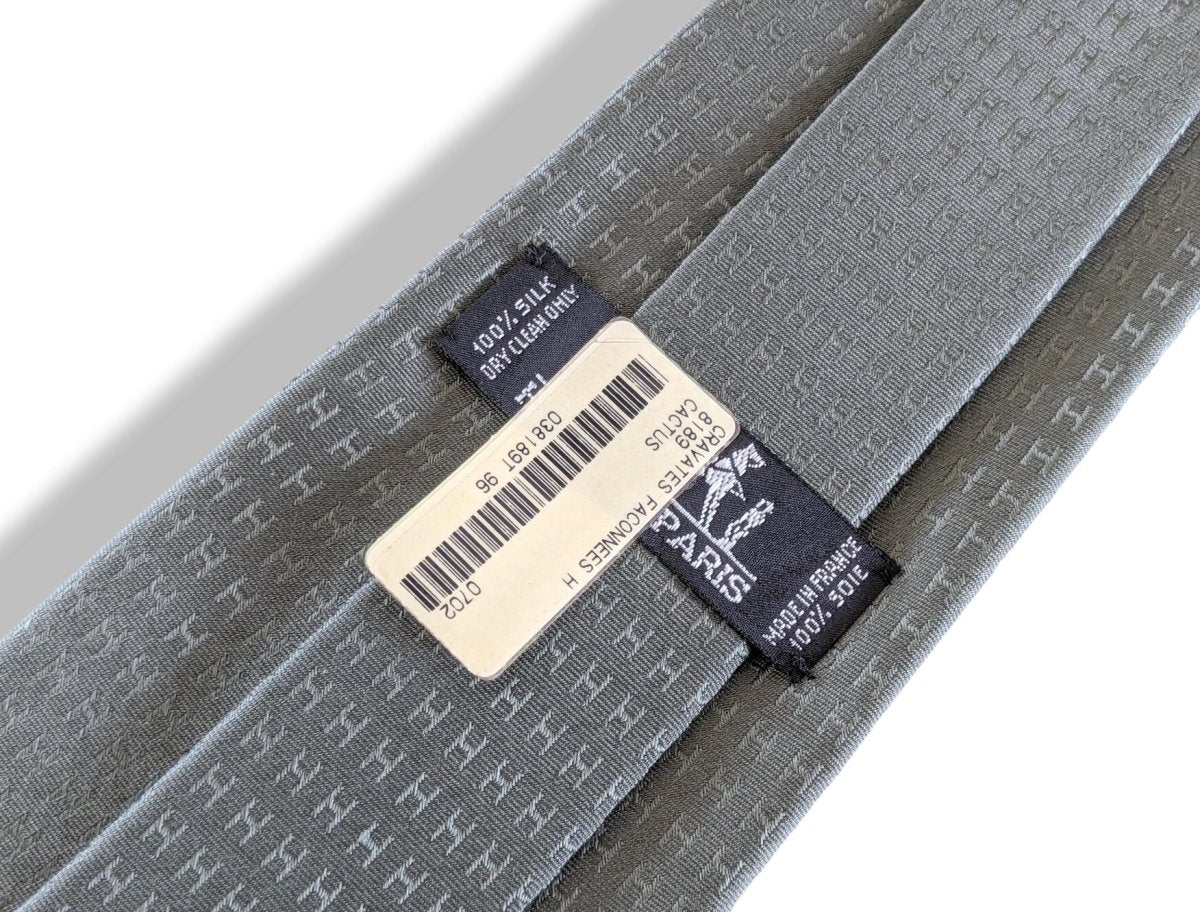 Hermes [T11] Cactus FACONNEE H Jacquard Twill Silk Tie 9 cm, BNWT! - poupishop