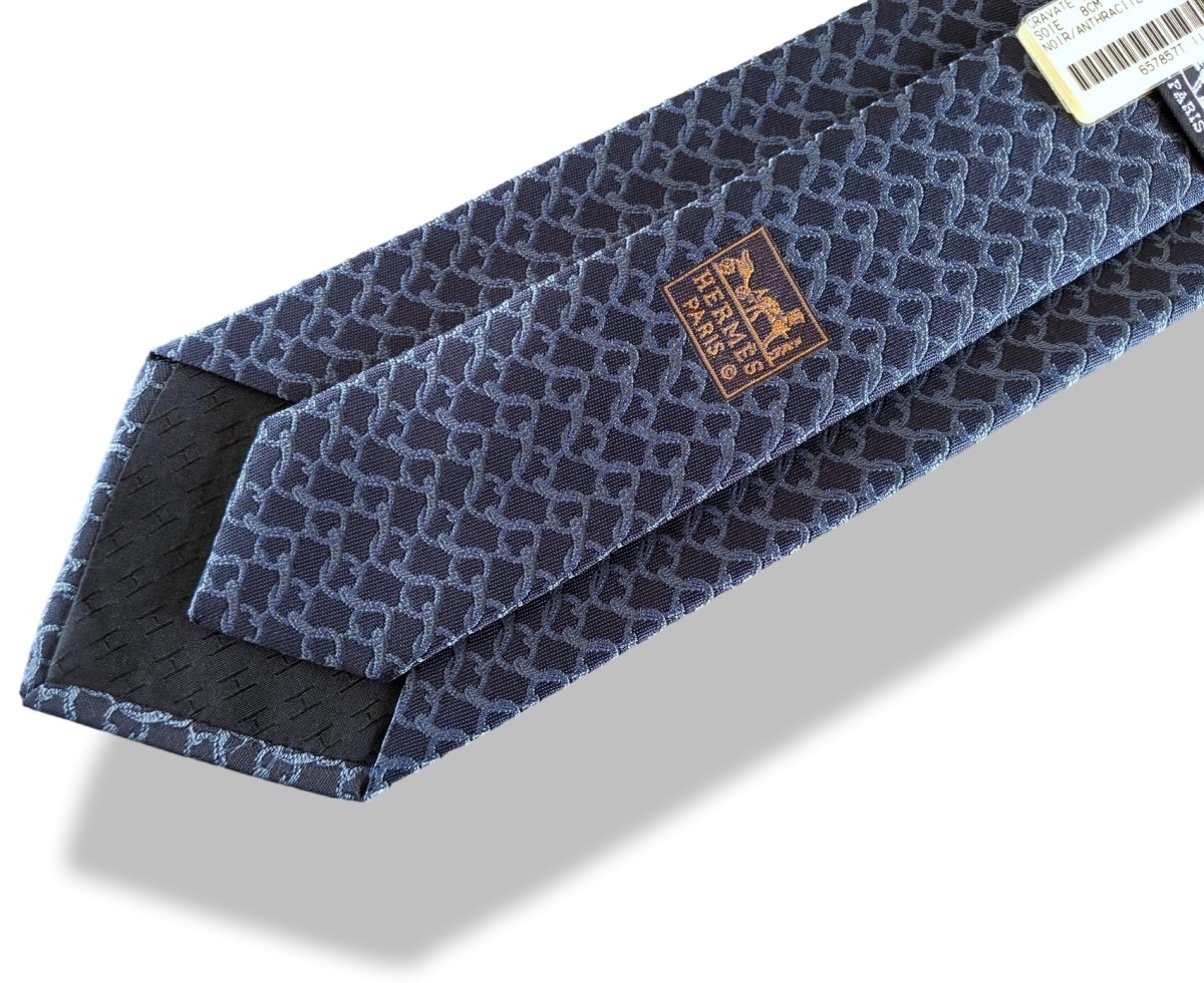 Hermes [T12] Noir/Anthracite GENTLEMAN Heavy Silk Tie 8 cm, BNWT! - poupishop