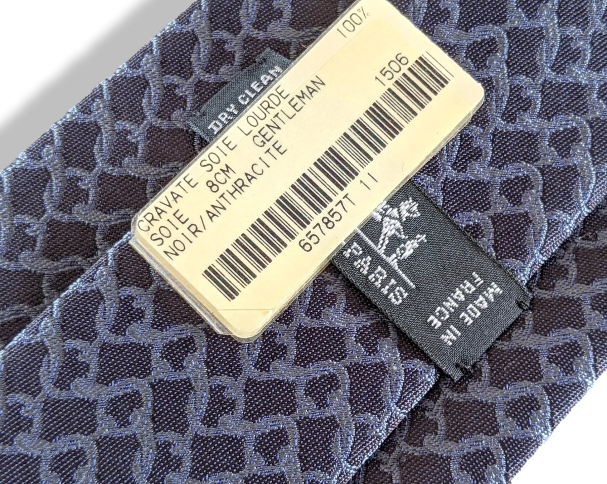 Hermes [T12] Noir/Anthracite GENTLEMAN Heavy Silk Tie 8 cm, BNWT! - poupishop
