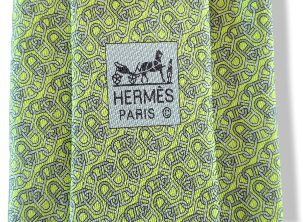 Hermes [T14] Absinthe/Grey ENTREMELEES Silk Tie 8 cm, BNWT! - poupishop