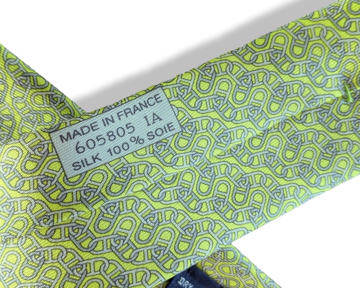 Hermes [T14] Absinthe/Grey ENTREMELEES Silk Tie 8 cm, BNWT! - poupishop