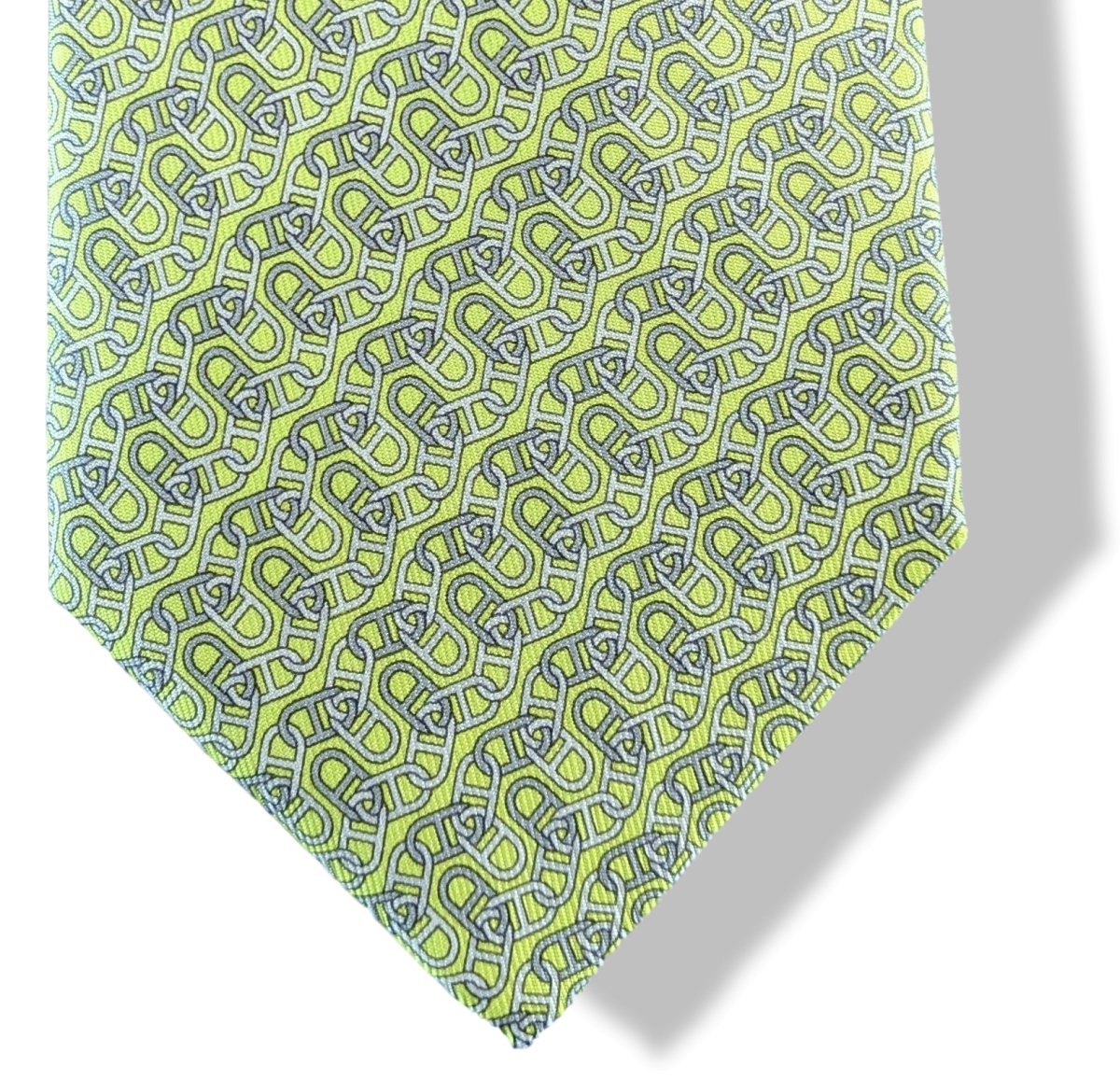 Hermes [T14] Absinthe/Grey ENTREMELEES Silk Tie 8 cm, BNWT! - poupishop