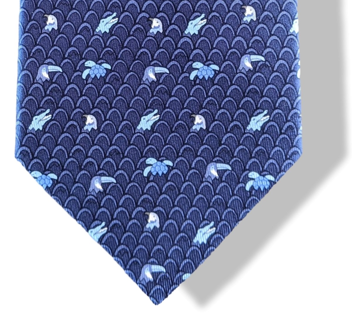Hermes [T15] Navy/Ocean/Azur LE PREMIER JOUR Silk TWILLBI Tie 8 cm, BNWT! - poupishop