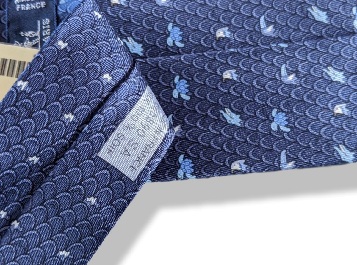 Hermes [T15] Navy/Ocean/Azur LE PREMIER JOUR Silk TWILLBI Tie 8 cm, BNWT! - poupishop