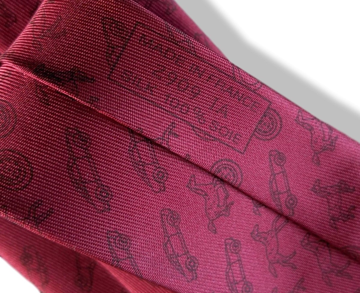 Hermes [T16] Red/Grey HORSE POWER Twill Silk Tie 7 cm, BNWT! - poupishop