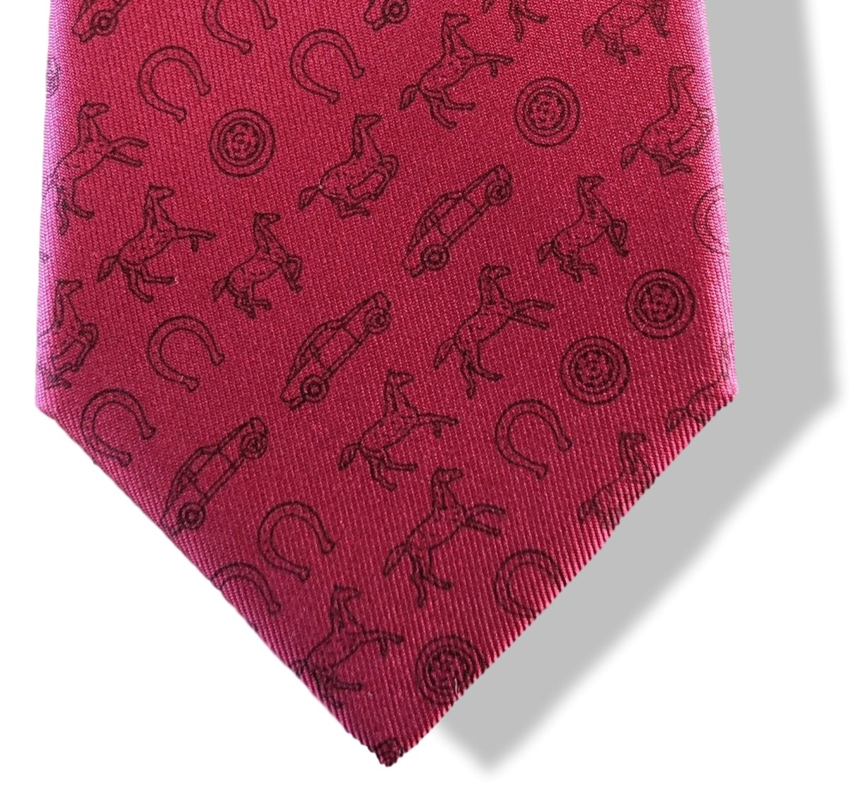 Hermes [T16] Red/Grey HORSE POWER Twill Silk Tie 7 cm, BNWT! - poupishop