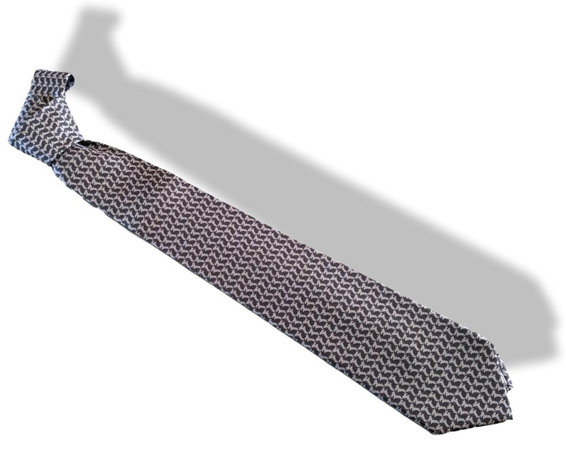 Hermes [T18] Ciment/Poivre LAPINS PIXELS Twill Silk Tie 9,1 cm, BNWT! - poupishop
