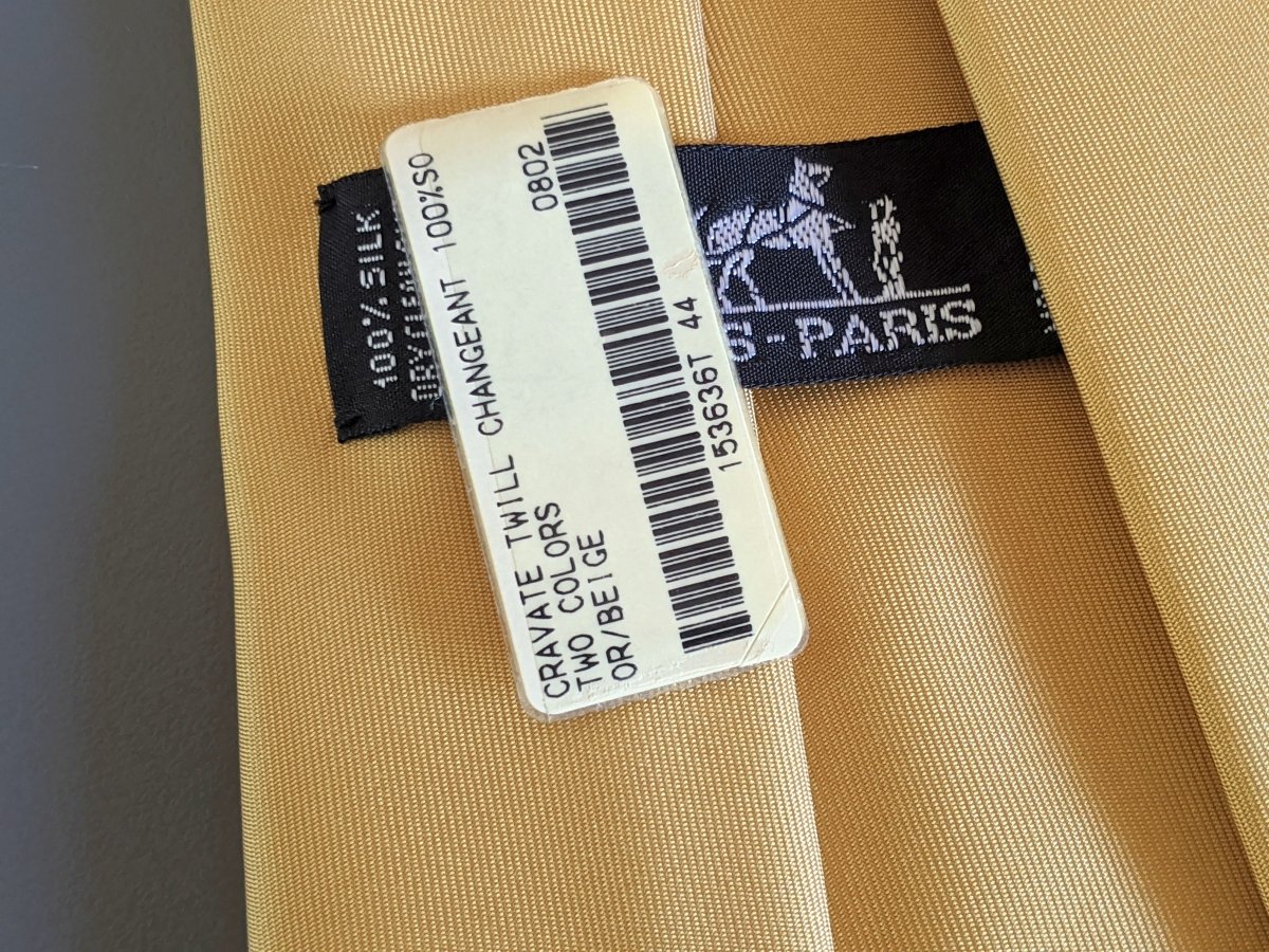Hermes [T19] Or/Beige TWO COLORS NEWS Silk Tie 9,1 cm, BNWT! - poupishop