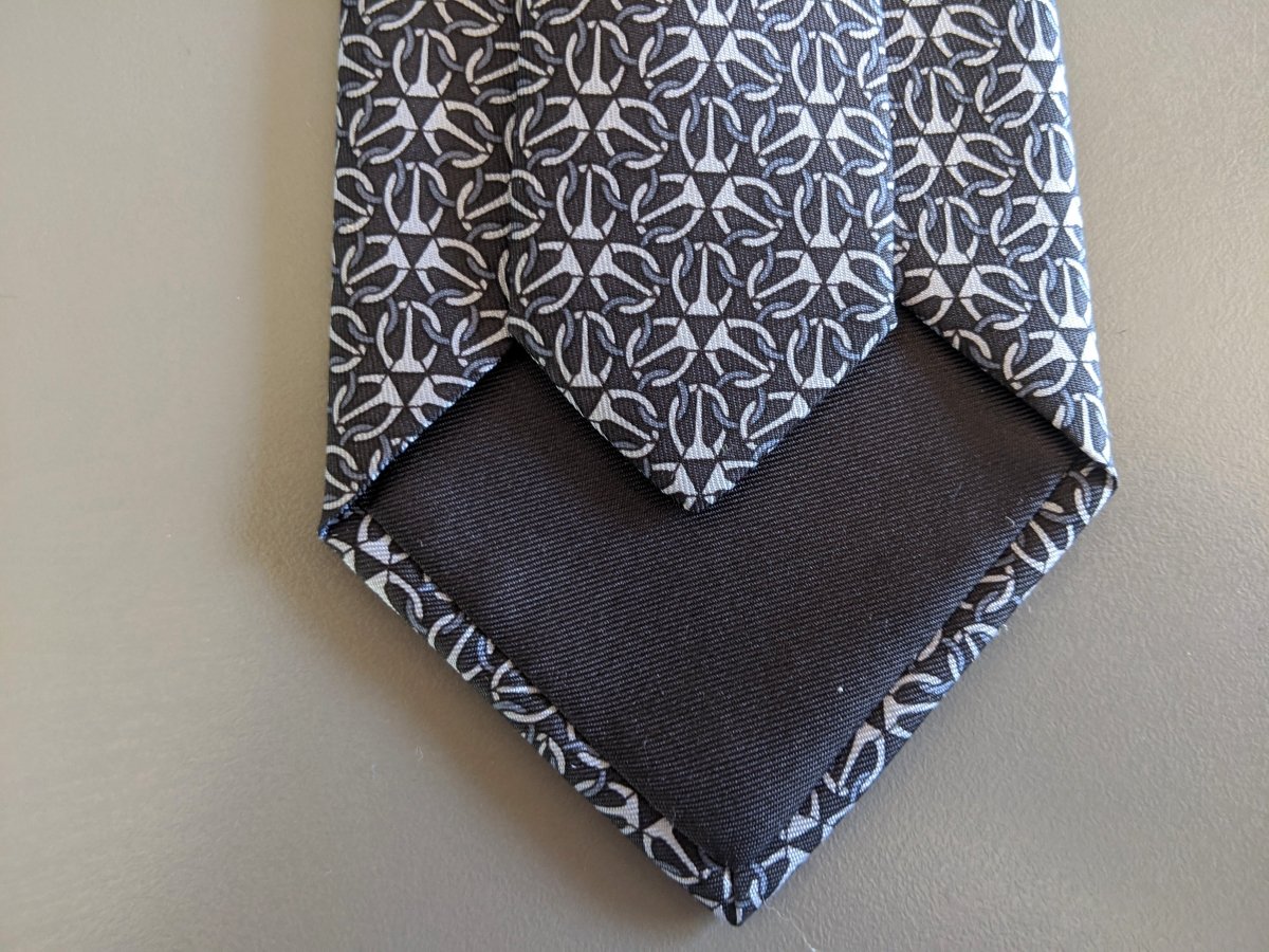 Hermes [T20] Noir/Gris Clair/Gris Moyen GIVE ME MORS Silk Tie 9,1 cm, BNWT! - poupishop