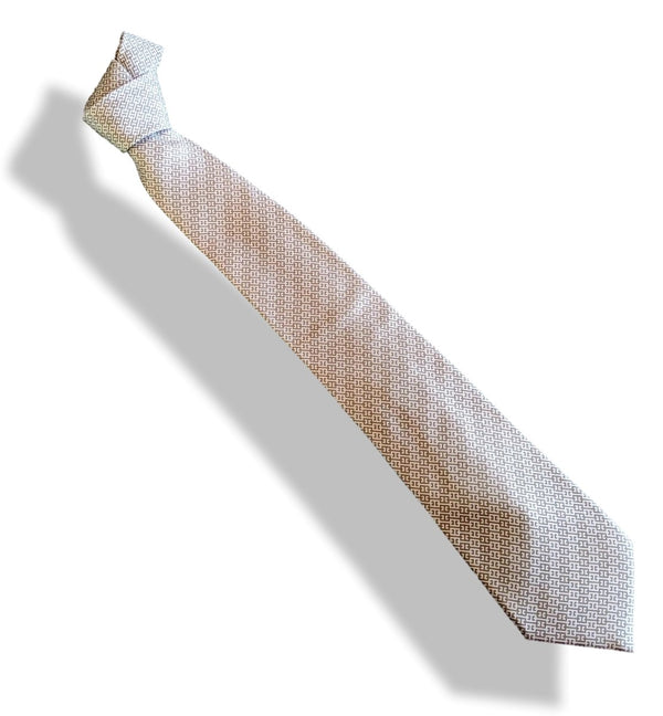 Hermes [T21] Ficelle/Tabac IDEM Thick Silk Tie 9,1 cm, BNWT! - poupishop