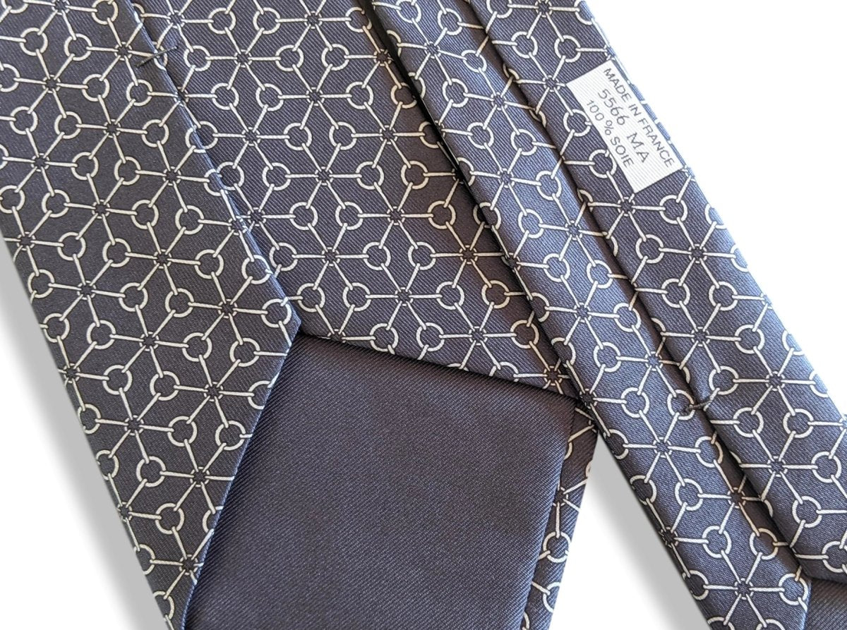 Hermes [T23] Gris/Blanc MORS A MORS Silk Tie 9,1 cm, BNWT! - poupishop