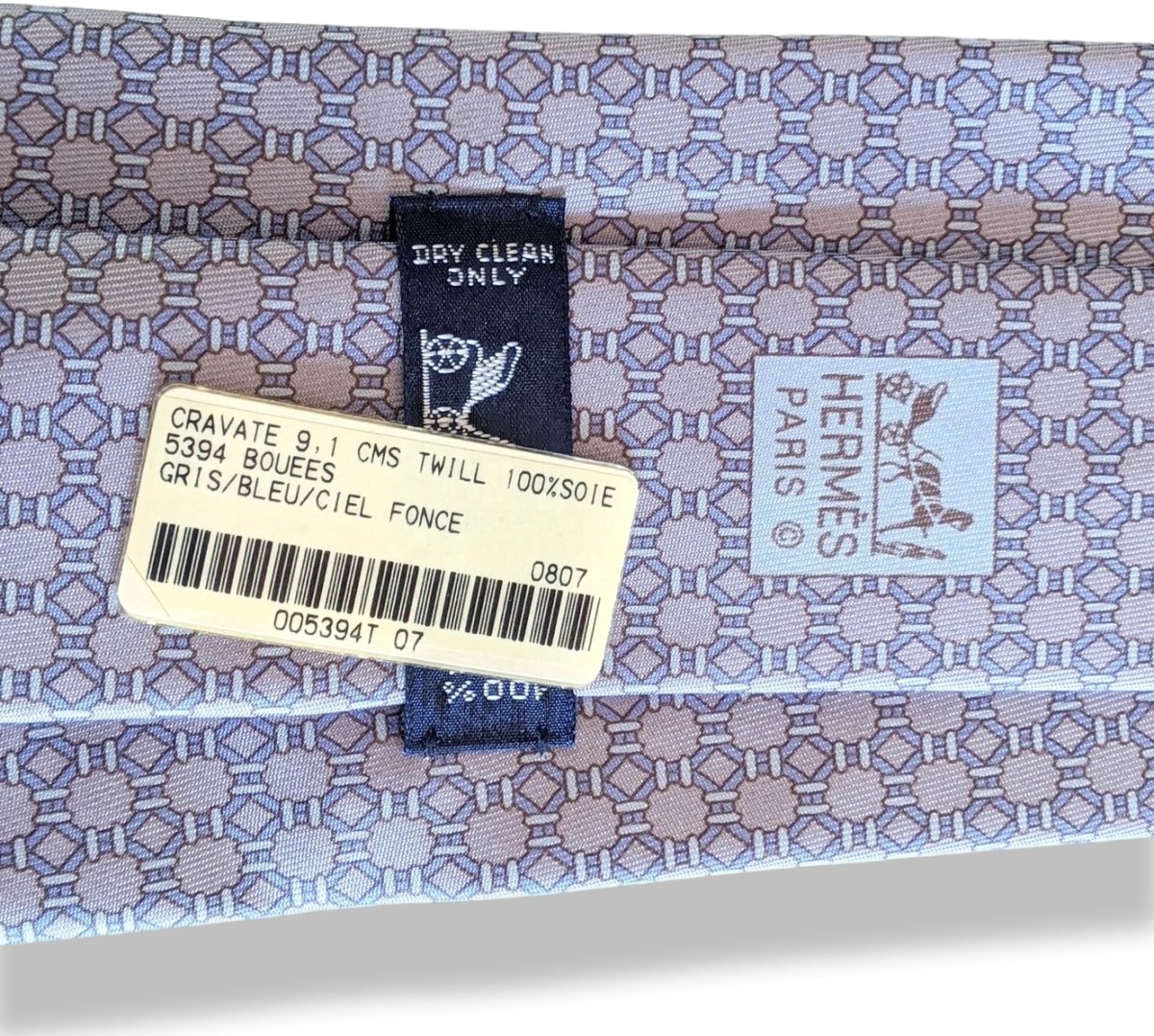 Hermes [T24] Gris/Bleu/Ciel Foncé BOUEES Silk Tie 9,1 cm, BNWT! - poupishop