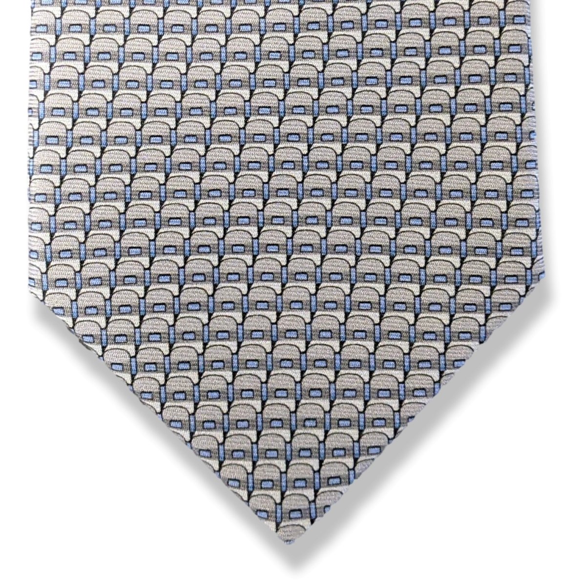 Hermes [T26] Gris Clair/Ciel STADIUM Heavy Twill Silk Tie 8 cm, BNWT! - poupishop