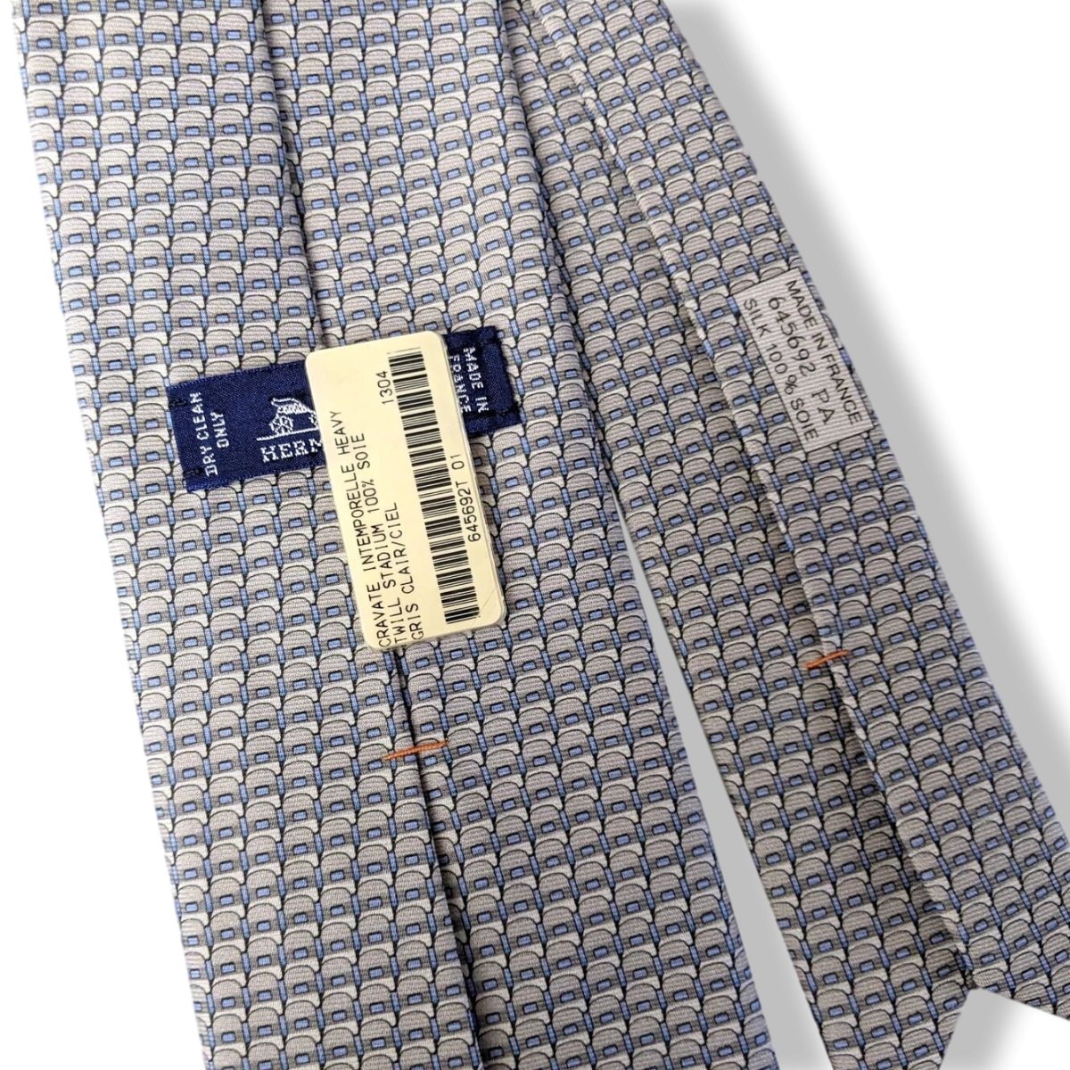 Hermes [T26] Gris Clair/Ciel STADIUM Heavy Twill Silk Tie 8 cm, BNWT! - poupishop