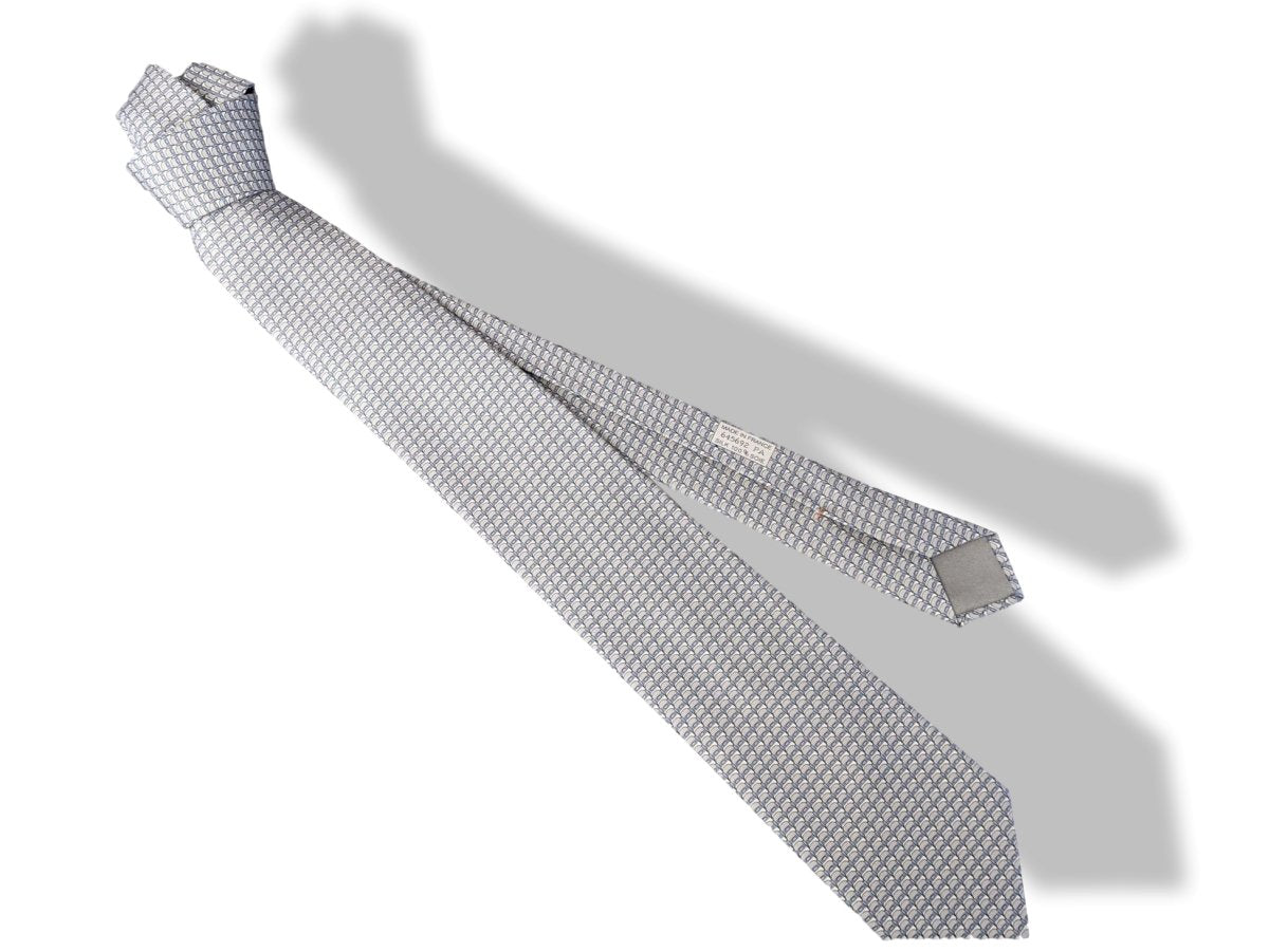 Hermes [T26] Gris Clair/Ciel STADIUM Heavy Twill Silk Tie 8 cm, BNWT! - poupishop