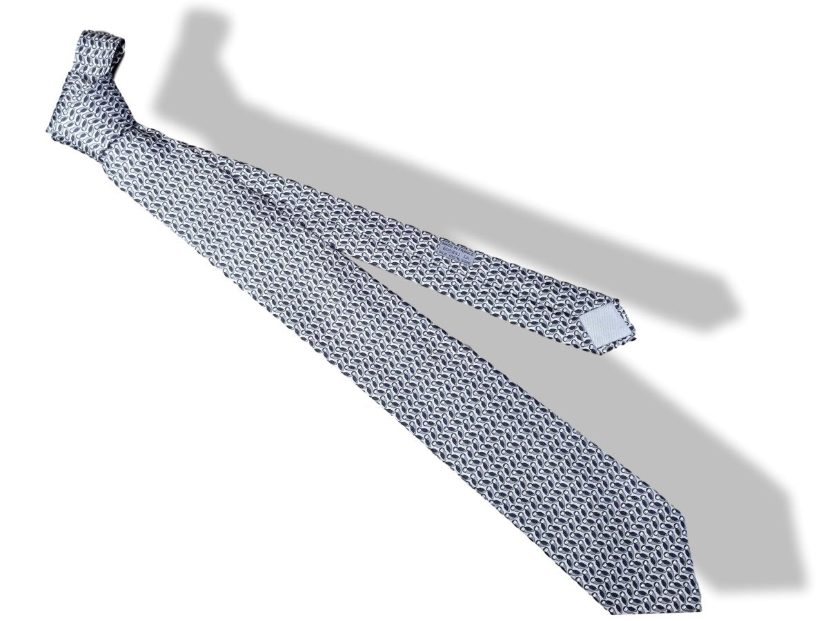 Hermes [T27] Gris Clair/Anthracite/Acier CHOUETTES Owls Twill Silk Tie 8 cm, BNWT! - poupishop