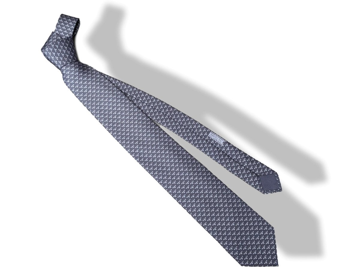Hermes [T28] Anthracite/ Gris Clair BATGUY Twill Silk Tie 8 cm, BNWT! - poupishop