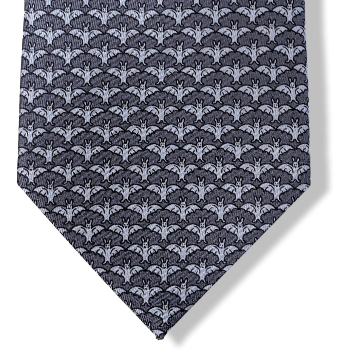Hermes [T28] Anthracite/ Gris Clair BATGUY Twill Silk Tie 8 cm, BNWT! - poupishop