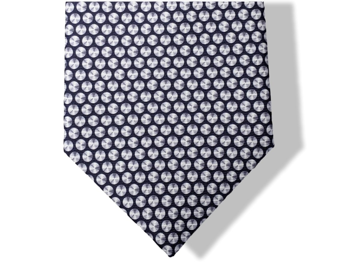 Hermes [T28] Marine Fonce/Gris Fonce/Gris MONTE LE SON Up de Volume Heavy Twill Silk Tie 8 cm, BNWT! - poupishop
