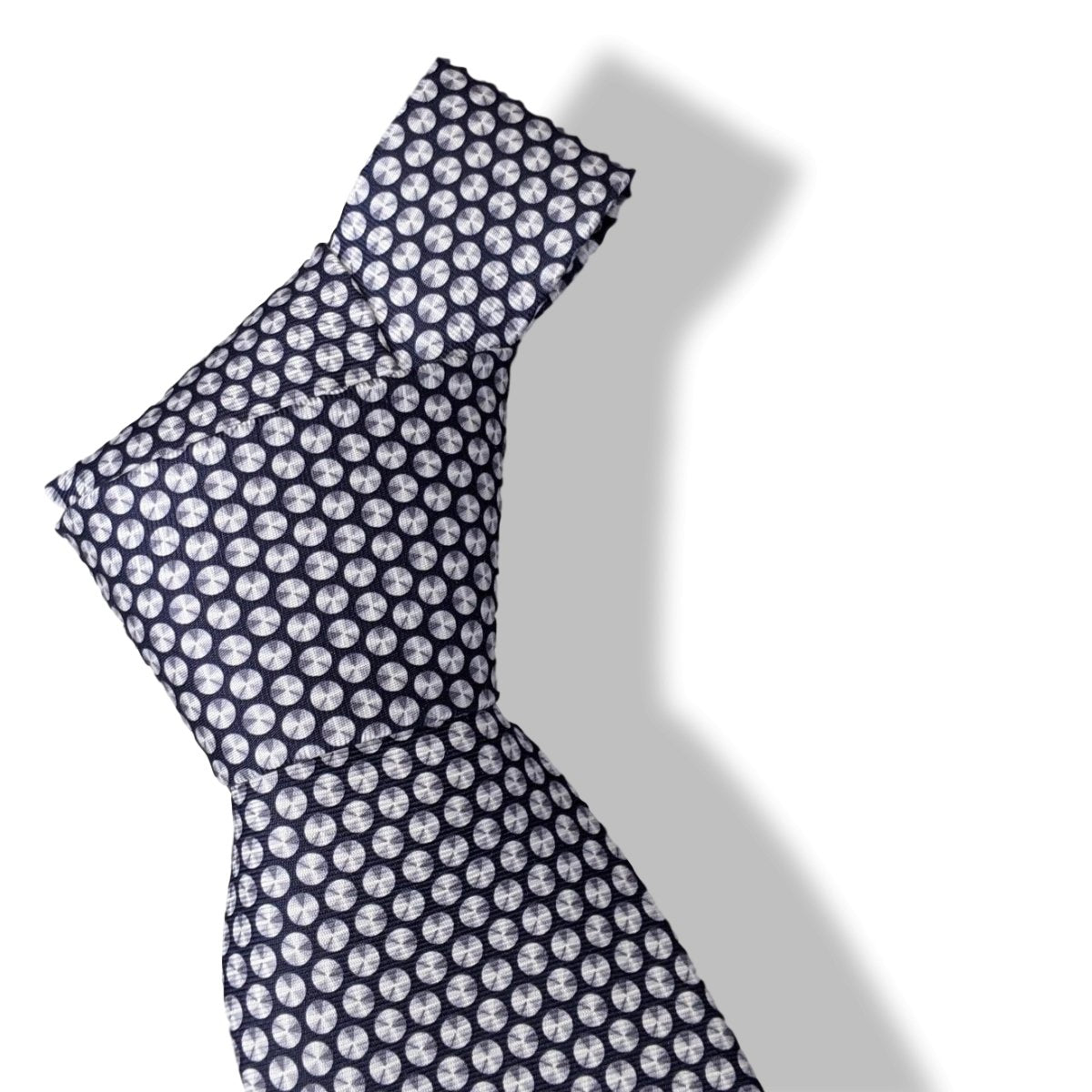 Hermes [T28] Marine Fonce/Gris Fonce/Gris MONTE LE SON Up de Volume Heavy Twill Silk Tie 8 cm, BNWT! - poupishop