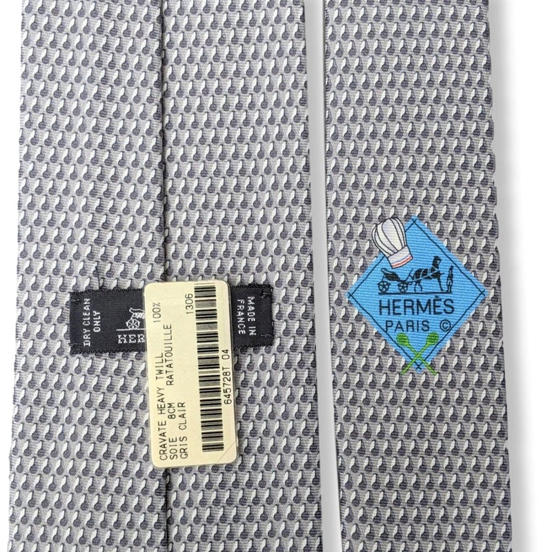 Hermes [T29] Gris Clair Cooking Chef RATATOUILLE Heavy Twill Silk Tie 8cm, BNWT! - poupishop