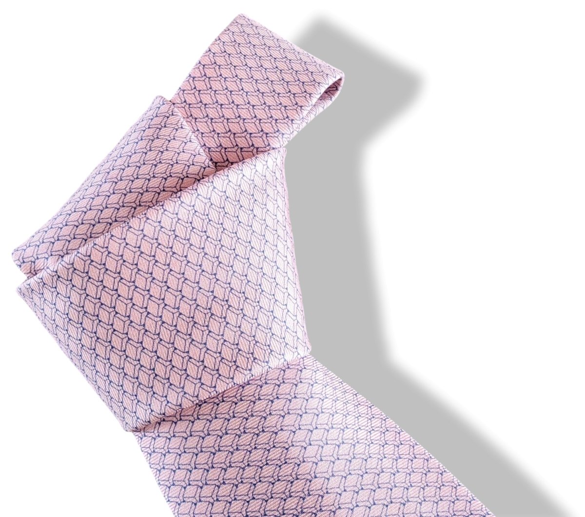Hermes [T3] Pink/Blue KEYBORD Heavy Twill Silk Tie 8 cm, BNWT! - poupishop