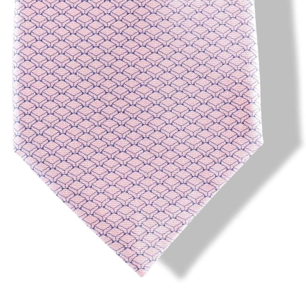 Hermes [T3] Pink/Blue KEYBORD Heavy Twill Silk Tie 8 cm, BNWT! - poupishop