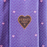 Hermes [T5] Purple/White/Pink SAINT VALENTIN Heavy Twill Silk Tie 8 cm, BNWT! - poupishop