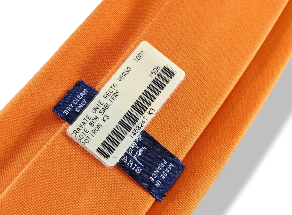 Hermes [T6] Pumpkin SABLIERS Recto Verso Silk Tie 8 cm, BNWT! - poupishop