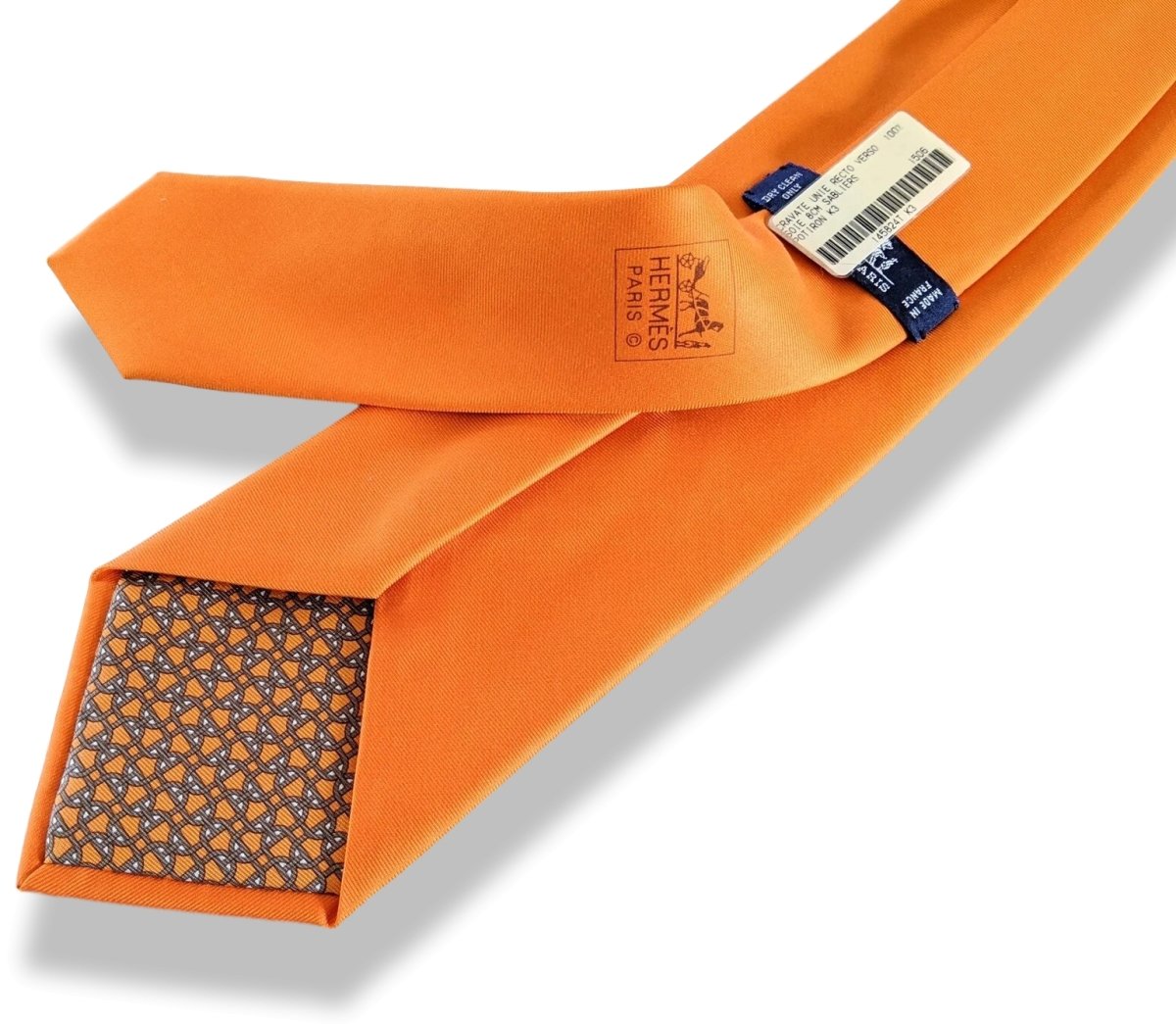 Hermes [T6] Pumpkin SABLIERS Recto Verso Silk Tie 8 cm, BNWT! - poupishop
