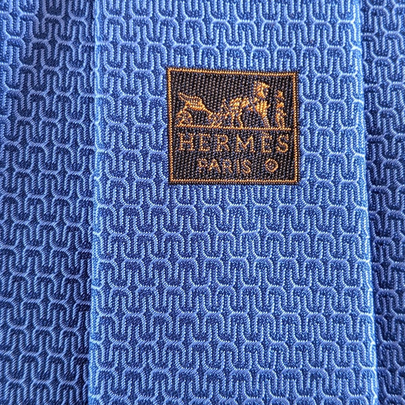 Hermes [T7] Middle Blue/Jean Blue H PIPPA Heavy Silk Tie 8 cm, BNWT! - poupishop