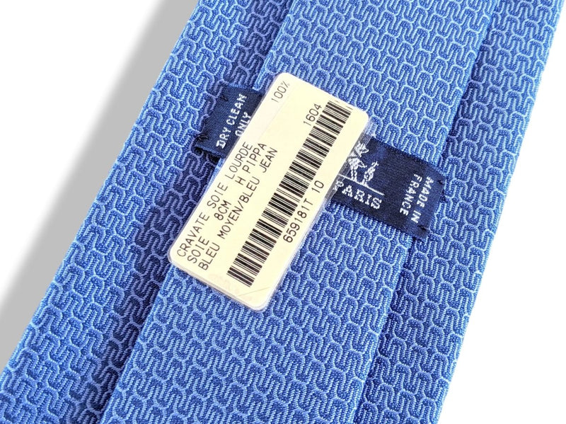 Hermes [T7] Middle Blue/Jean Blue H PIPPA Heavy Silk Tie 8 cm, BNWT! - poupishop