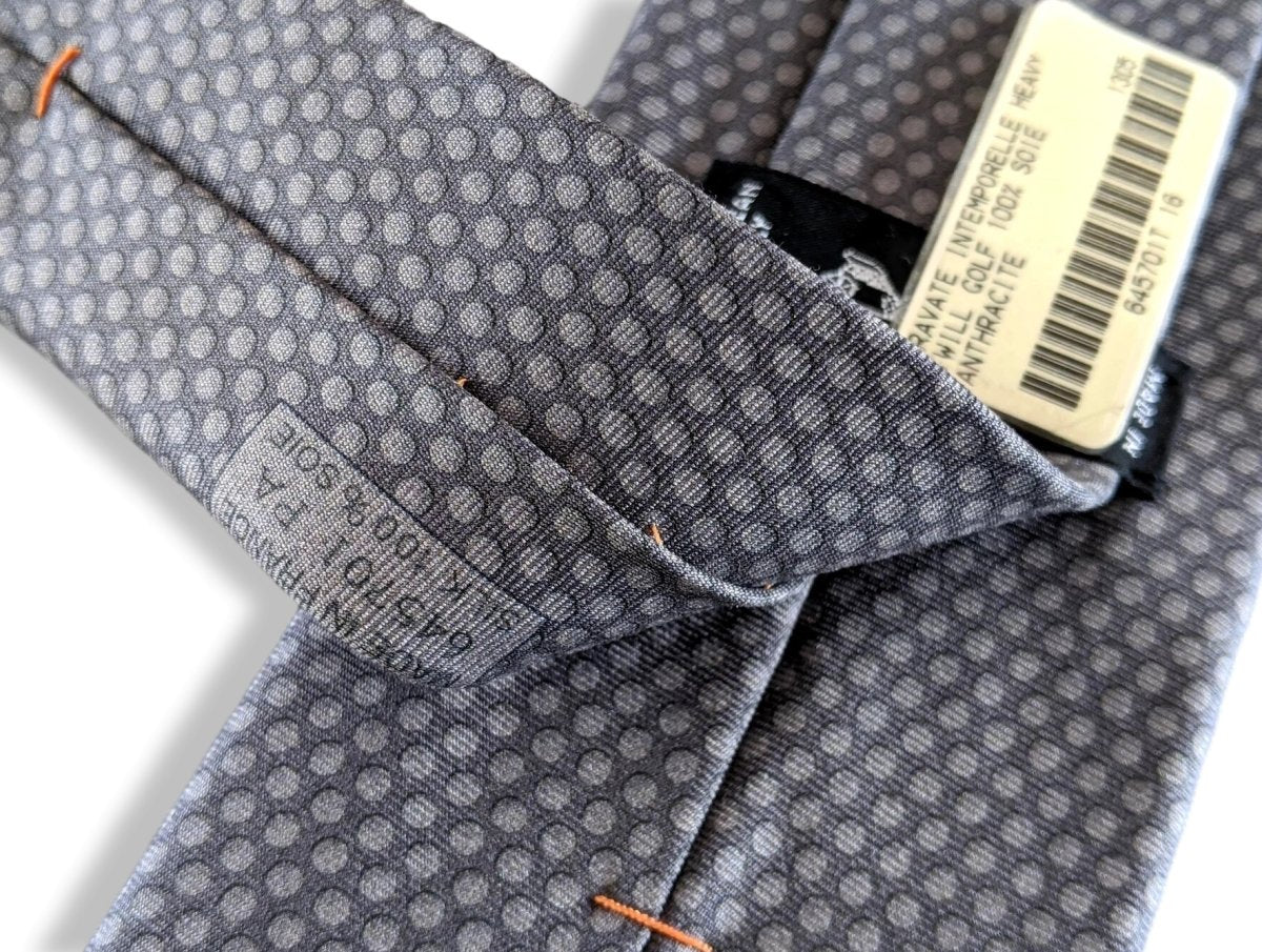Hermes [T8] Anthracite Intemporelle GOLF Heavy Twill Silk Tie 8 cm, BNWT! - poupishop