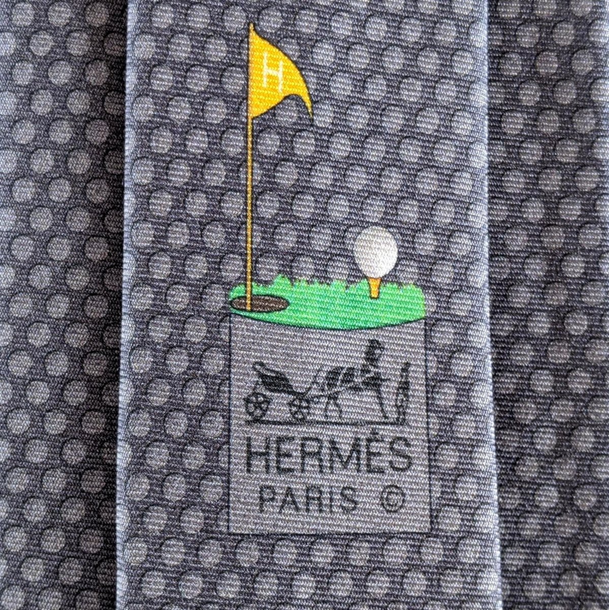 Hermes [T8] Anthracite Intemporelle GOLF Heavy Twill Silk Tie 8 cm, BNWT! - poupishop