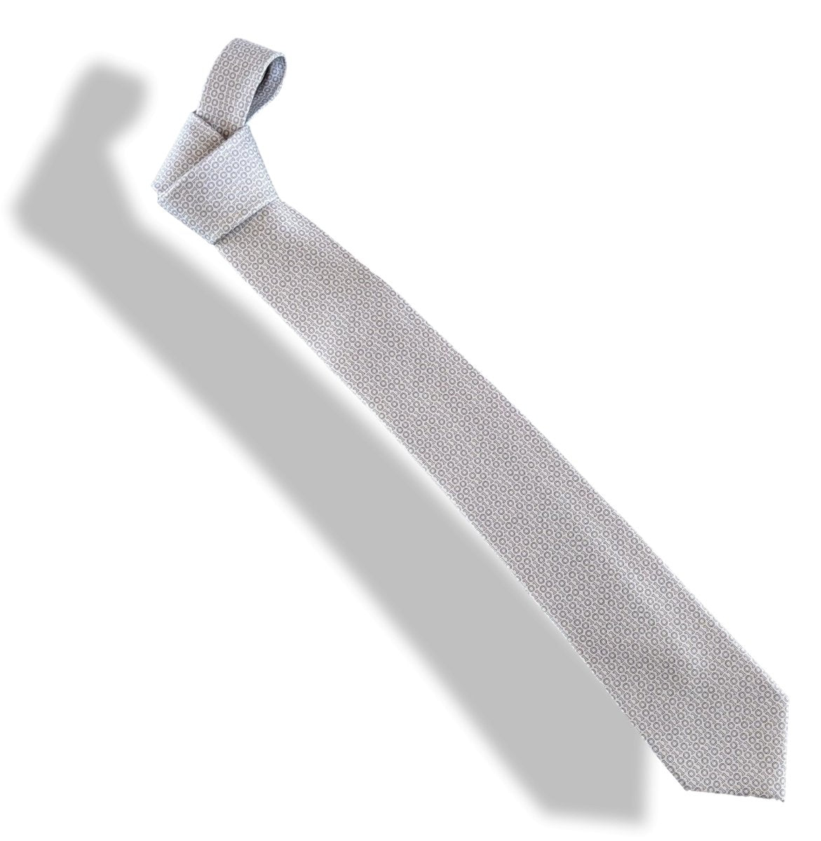 Hermes [T9] Beige/Anthracite BINAIRE Heavy Twill Silk Tie 8 cm, BNWT! - poupishop