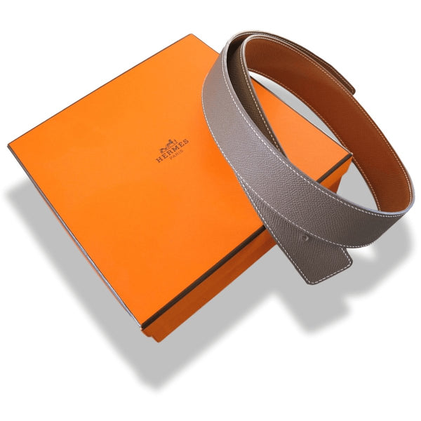 Hermes Taupe/Gold Reversible Veau Epsom/Veau Epsom Leather Strap Belt 42 MM Sz80, Box! - poupishop