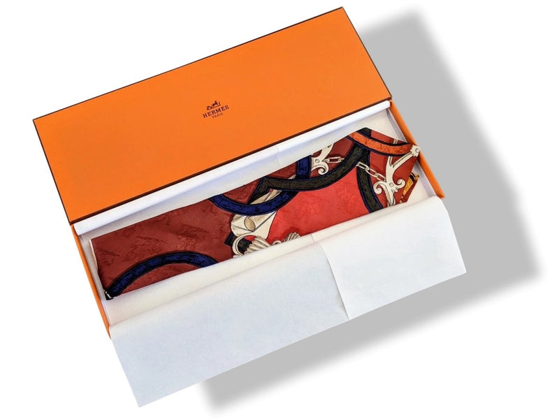 Hermes Terre de sienne/Or/Noir/Bleu Instruction du Roy Printed Jacquard Silk Tie, Box! - poupishop