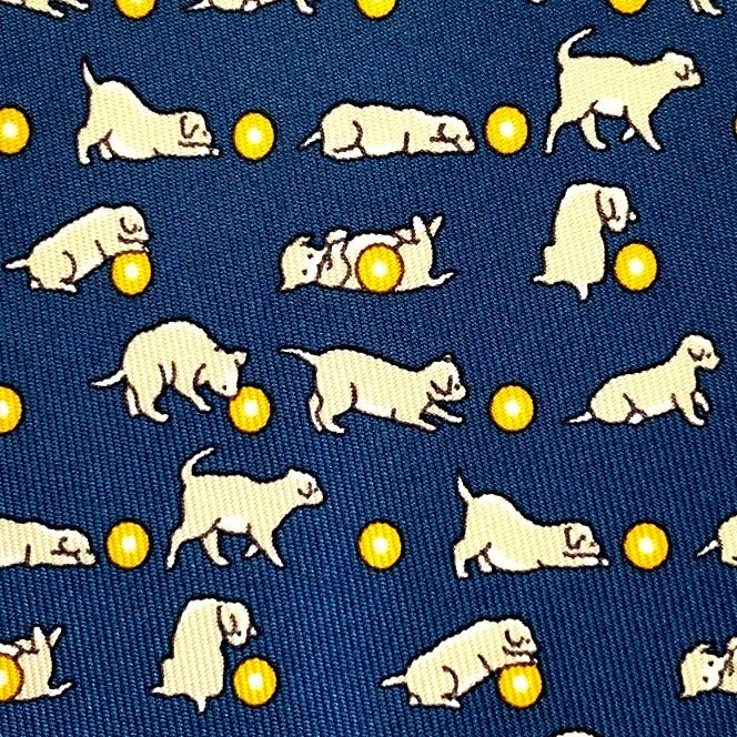 Hermes Thalassa Sable Jaune d'Or PUPPY Twill Silk Tie 9CM, NWT in Pochette! - poupishop