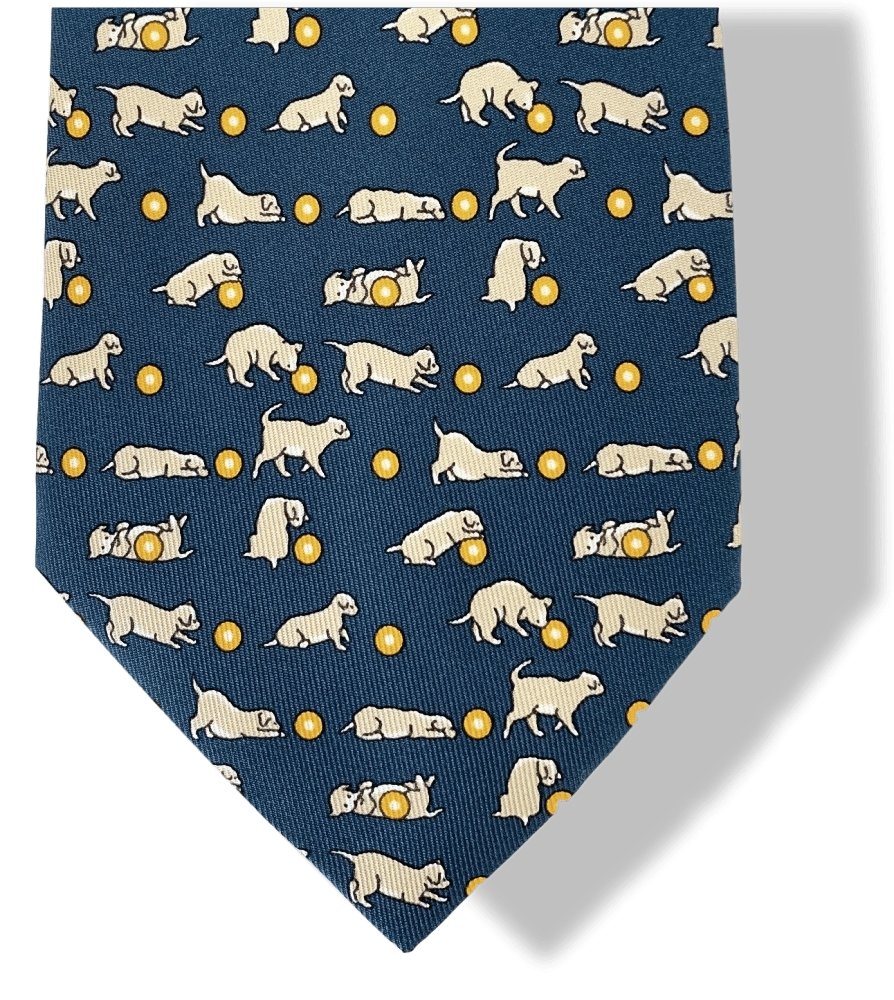 Hermes Thalassa Sable Jaune d'Or PUPPY Twill Silk Tie 9CM, NWT in Pochette! - poupishop