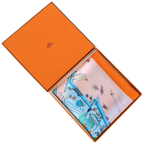 Hermes Orange/Saumon "The Battery New-York" by Ugo Gattoni Twill Silk Carre 90cm