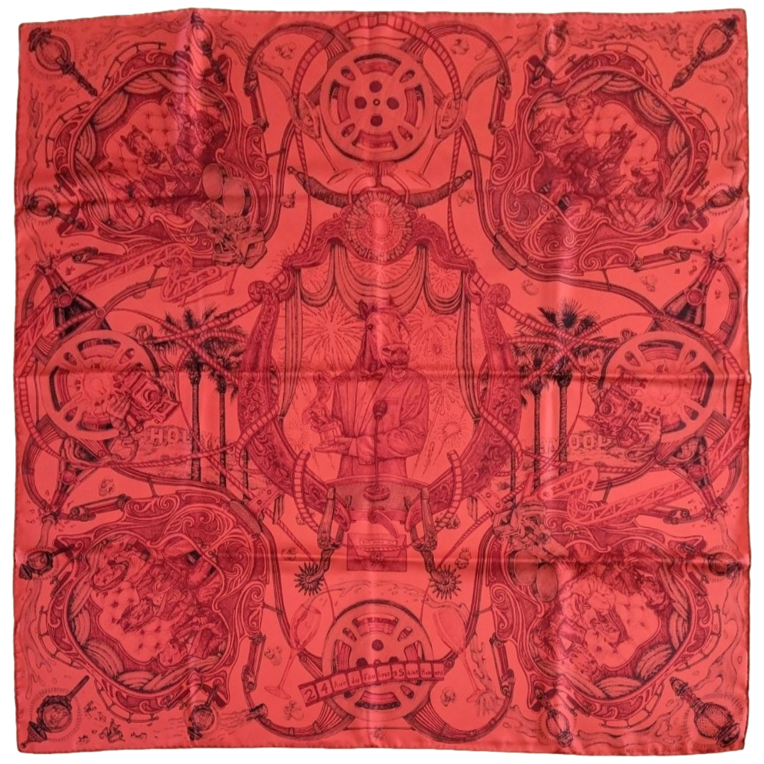 Hermes 2018 Rouge Vif/Bordeaux/Anthracite THE HORSAWARDS Twill 90cm