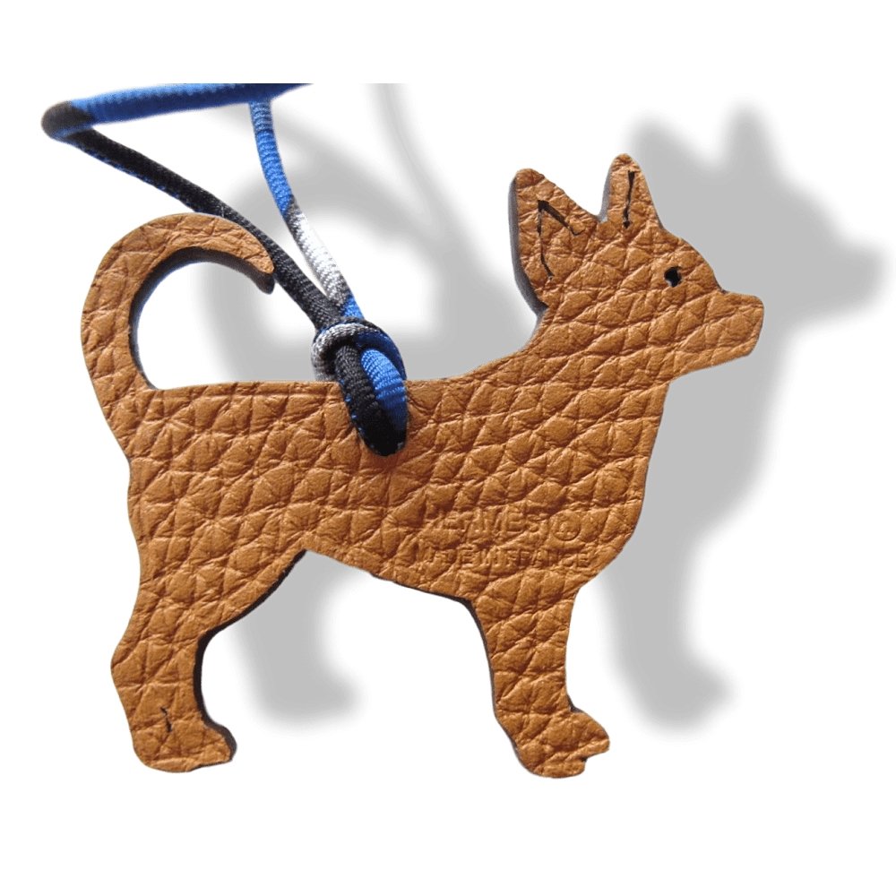 Hermes Tobacco Black Dog Chihuahua Petit H Bag Charm PM, NIB! - poupishop