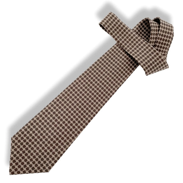 Hermes Tobacco Dark Tabac CHICKEN FOOT Twill Silk Tie 9cm, New in Pochette! - poupishop