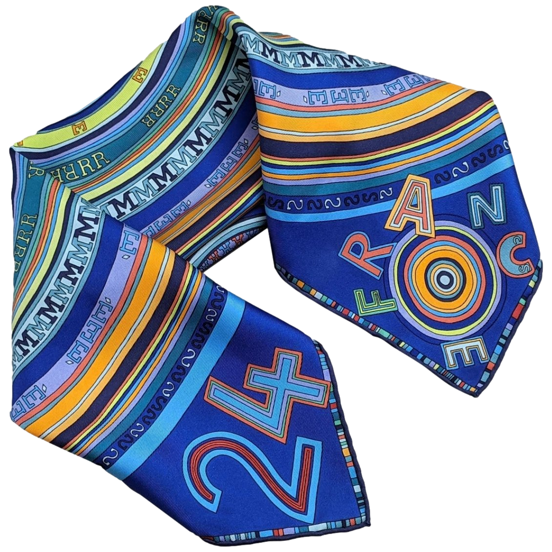 Hermes Blue Red "Tohu Bohu" Twill Gavroche 45cm