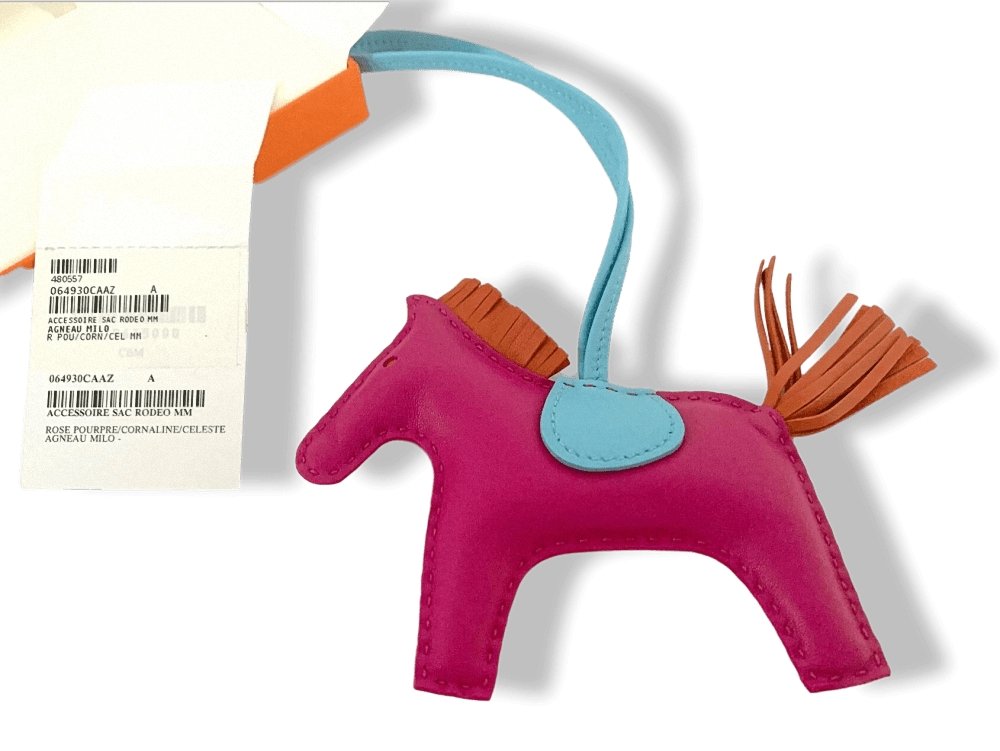 Hermes Tosca Blue Lamb Milo RODEO MM Horse Bag Charm, NIB! - poupishop