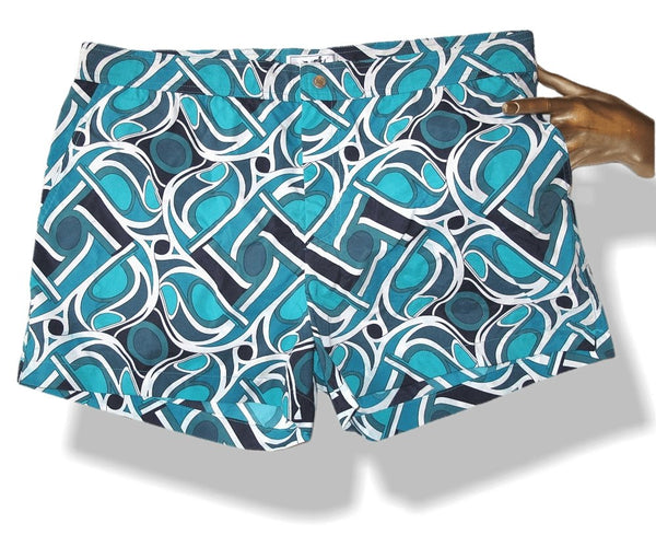 Hermes Turquoise Virages by Pierre Peron Swimwear Board Shorts Casual Beach Pants Sz XL, NWT! - poupishop